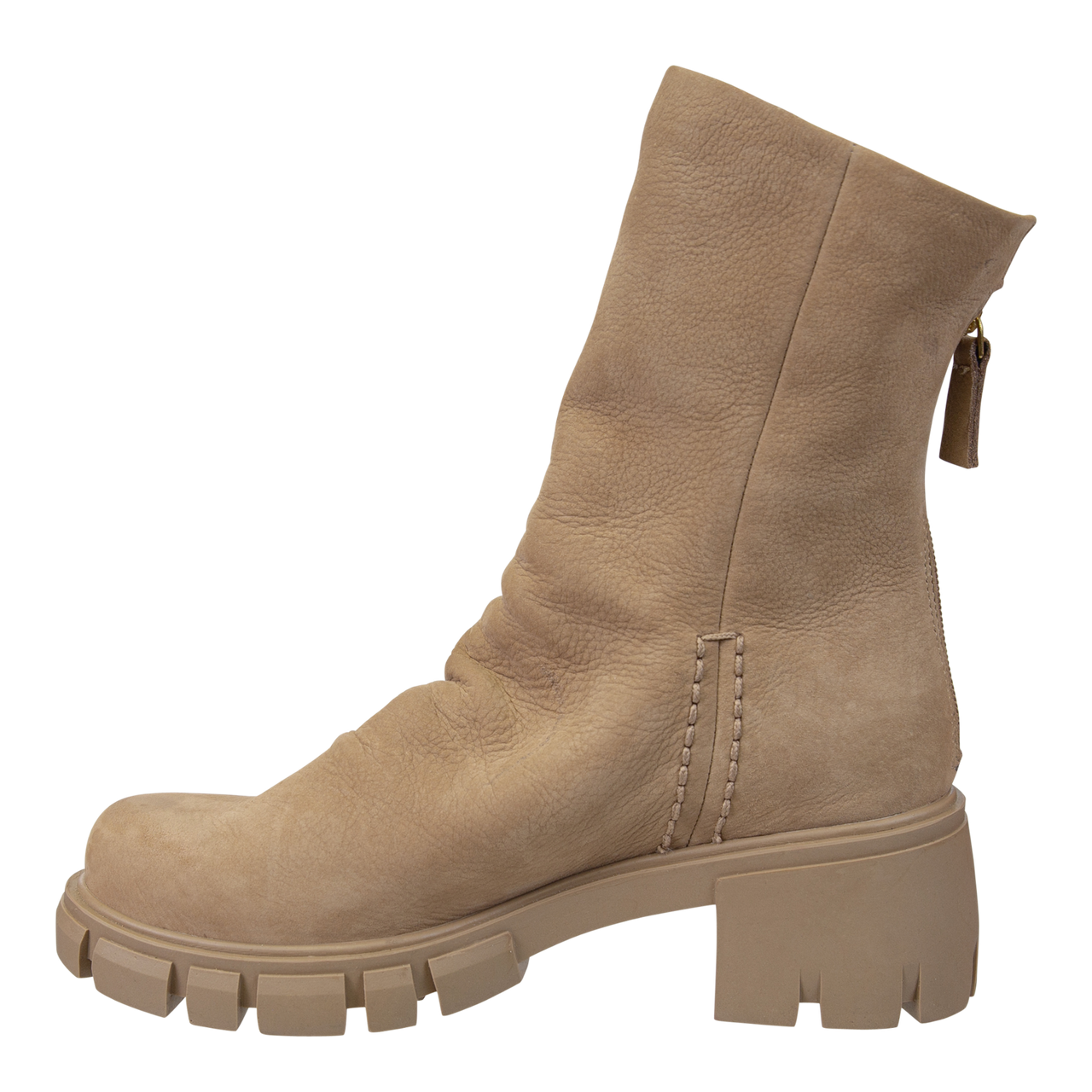 NAKED FEET - PROTOCOL in BEIGE Heeled Mid Shaft Boots