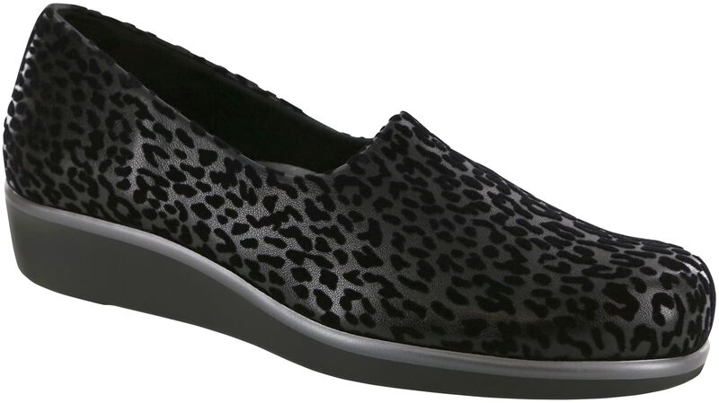 SAS Women's Bliss Slip On Wedge BLACK LEOPARD